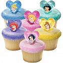 Disney Princess Heart Jewel Cupcake Rings - Set of Twelve